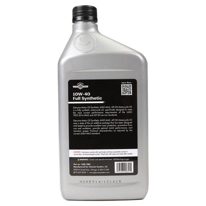 Genuine Motor Oil: 10W-40 JASO MA-2 Engine Oil; 1 Quart