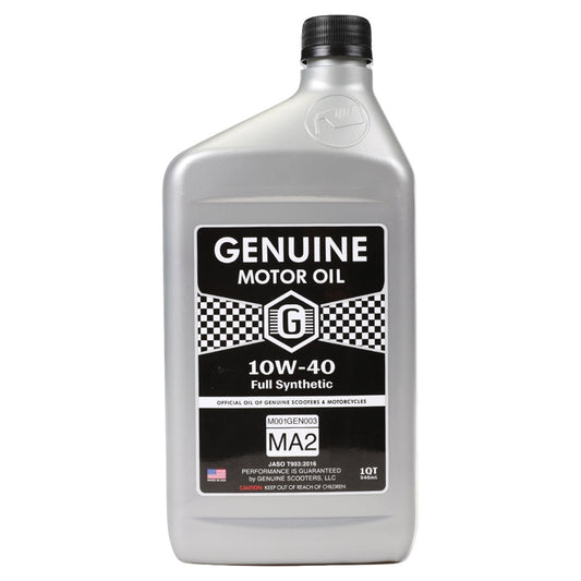Genuine Motor Oil: 10W-40 JASO MA-2 Engine Oil; 1 Quart