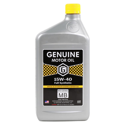 Genuine Motor Oil: 15W-40 JASO MB Engine Oil; 1 Quart